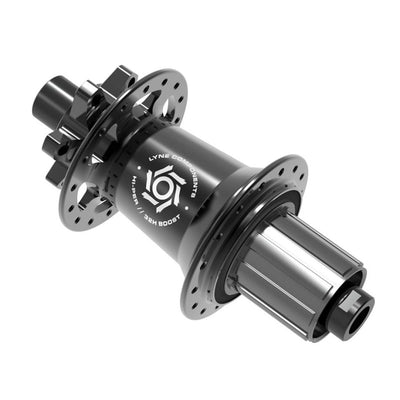Bicycle hub with brand logo on a white background