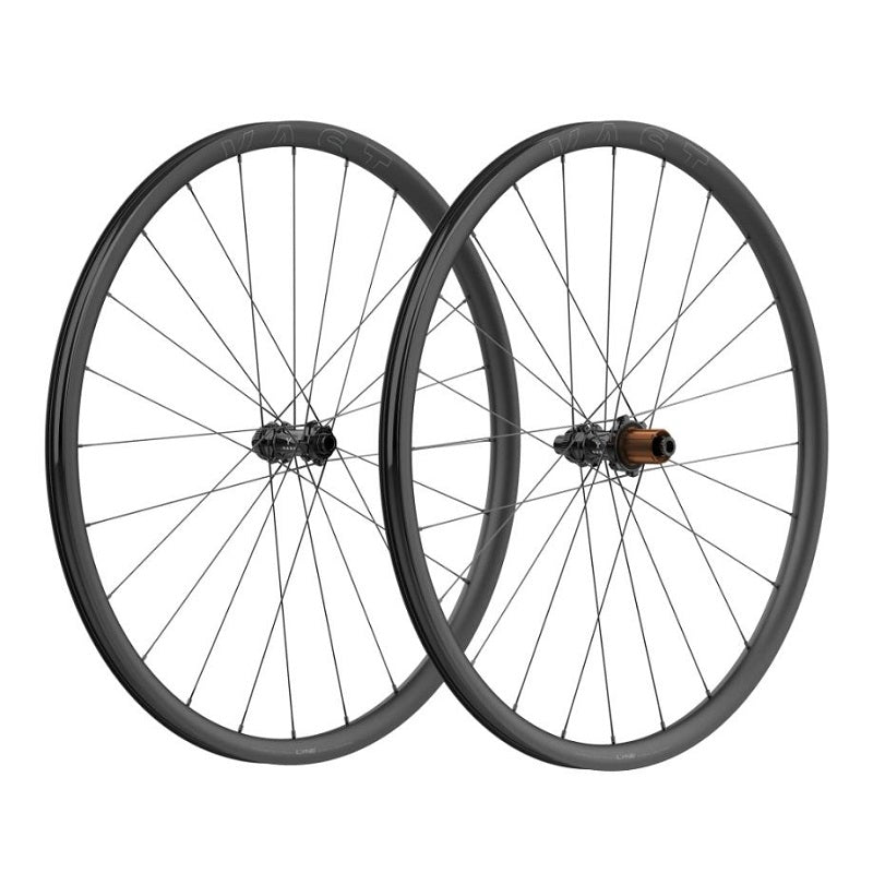 Pair of bicycle wheels on a white background
