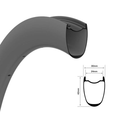 Gray bicycle fender with dimensions on a white background