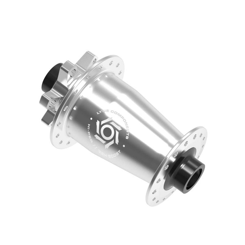 Bicycle hub with brand logo on a white background
