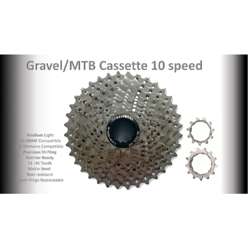 RACEWORX 10-Speed Silver MTB Cassette (11-36T)