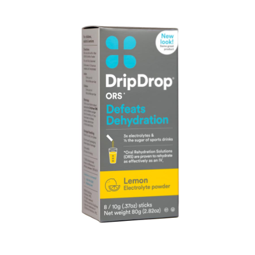 DRIP DROP Lemon Flavored Electrolyte Powder (Box of 4)